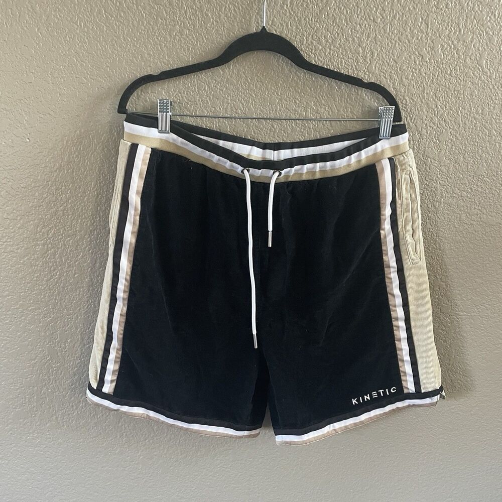 Kinetic Kings Corduroy Shorts Mens 2XL Black Elastic Waist Streetwear Wide Wale